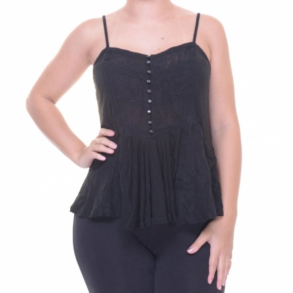 Black Lace Sweetheart Neckline Peplum Top L - Picture 3 of 5